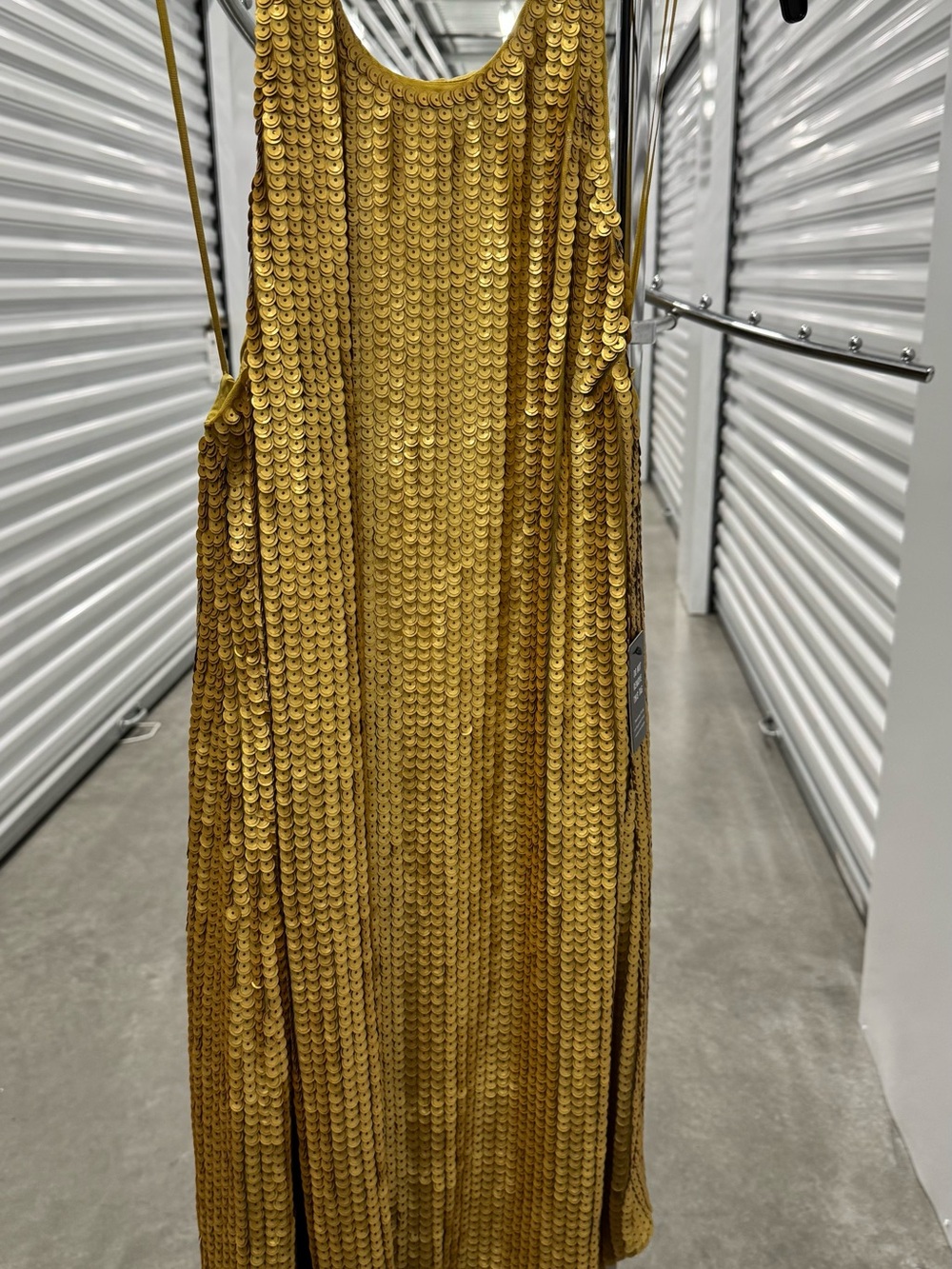 Express Gold Sequin Maxi Dress